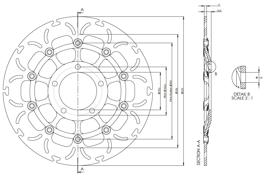 alpha Technik disco de freno Omega-Design ABD33, anterior, delanteroe para Triumph Daytona, Speed Four, TT600