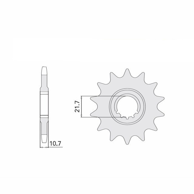 Piñón de ataque engomado, 16 dientes, paso 530