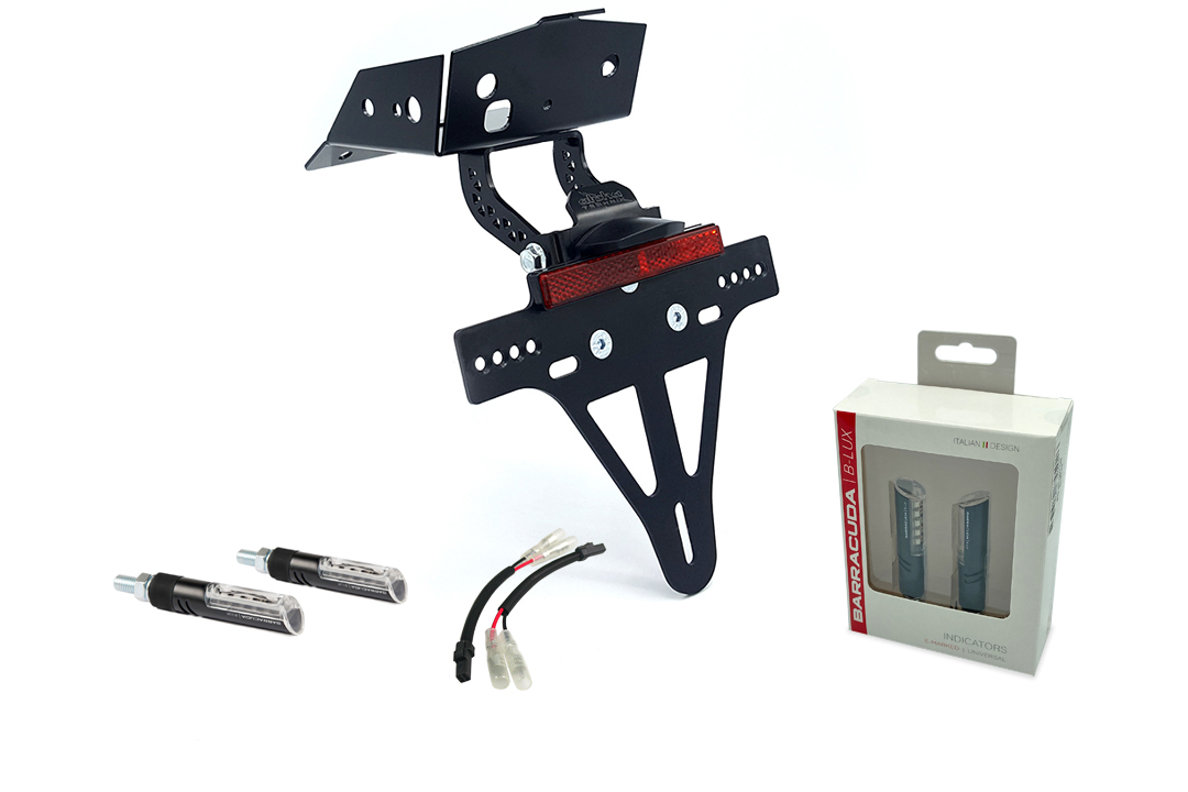 alpha Technik Kit de soporte de matrícula-luz de intermitente IDEA (anterior, delanteroe + trasero) para KTM 690 SMC R a partir del modelo año 2019