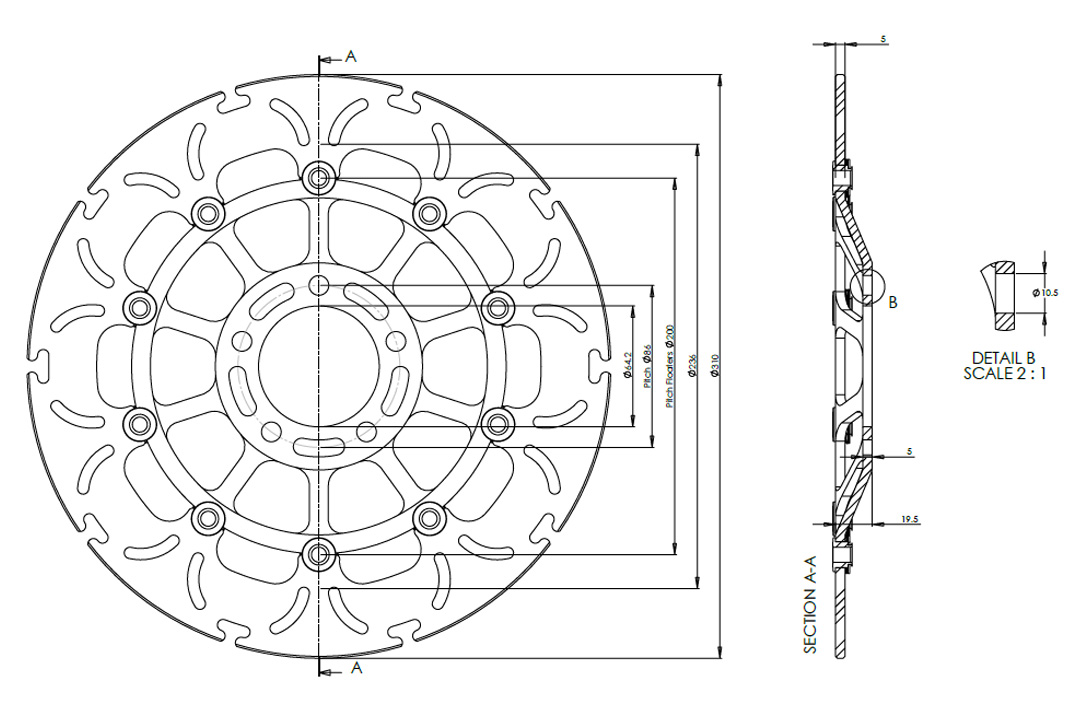 alpha Technik Disco de freno Omega-Design ABD33, delantero para Suzuki GSX, GS, GSF, RF