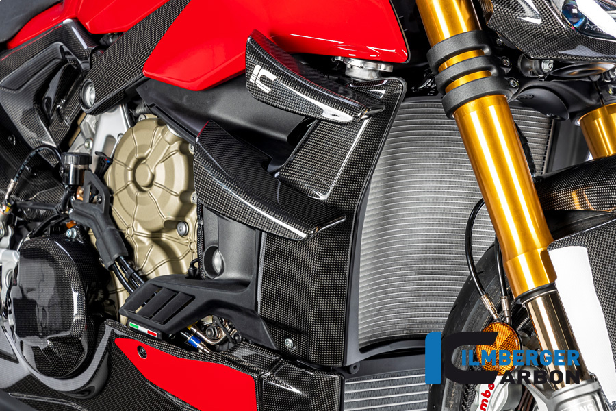 Juego de Winglets de Carbono Ilmberger lado derecho brillo para Ducati Streetfighter V4 V2 2020-