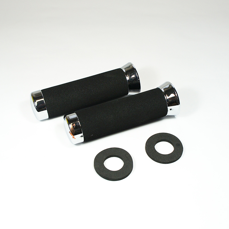 Puño de chopper negro con tapa cromada