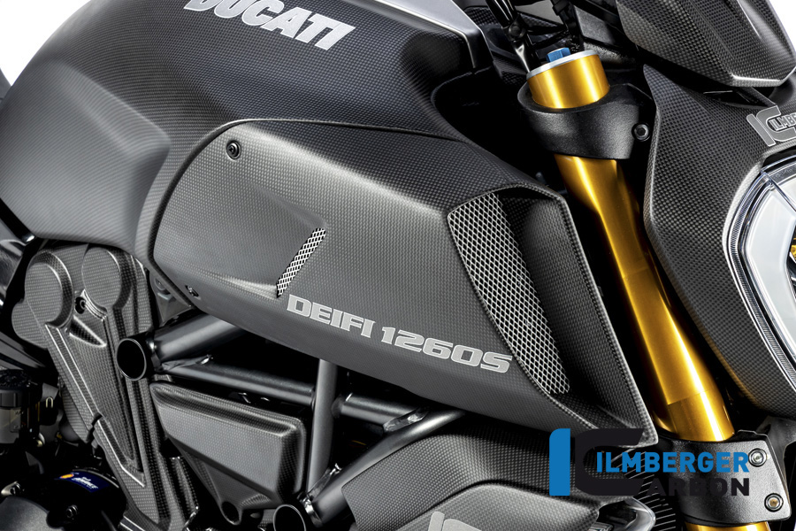 Carenado del conducto de admisión de aire Ilmberger Carbon lado derecho, mate Ducati Diavel 1260, 2019-