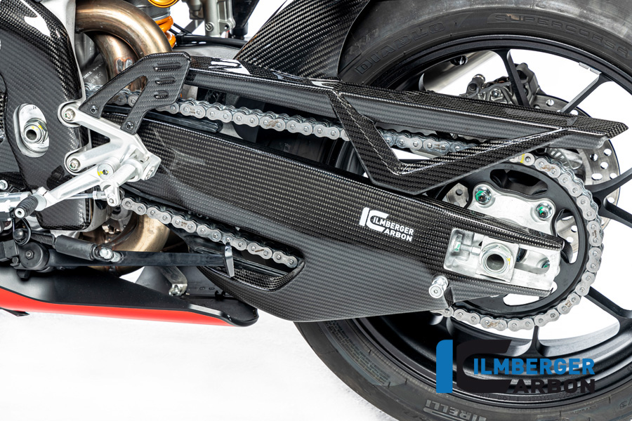 Cubierta de basculante de carbono Ilmberger lado izquierdo brillante para Aprilia RSV4 / Tuono V4 2021-