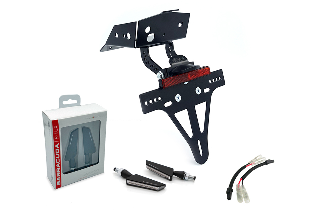Kit de Soporte de Matrícula e luz de intermitente alpha Technik SQ-LED (anterior, delanteroo + trasero) para KTM 690 SMC R a partir del año de modelo 2019