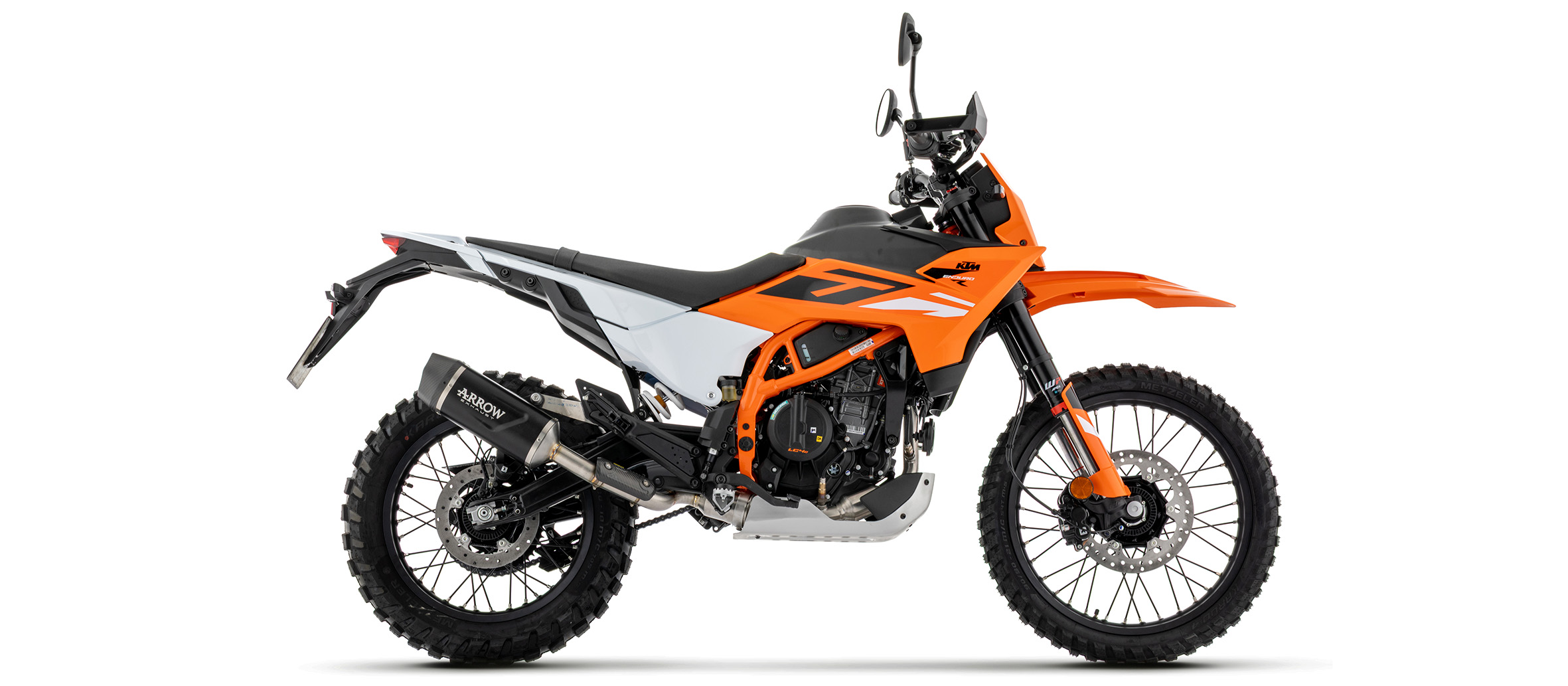 ARROW Silenciador DARK INDY RACE EVO con tapa de carbono para KTM 390 Enduro R, 2025-, Aluminio negro