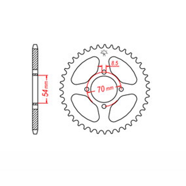 corona Acero, 38 dientes, Paso 420