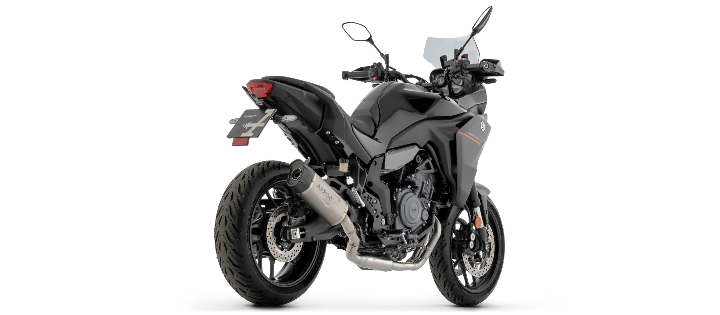 Sistema de escape ARROW INDY RACE EVO Titanio con tapa final de carbono para Yamaha Tracer 700, Tracer 700 GT, 2025-