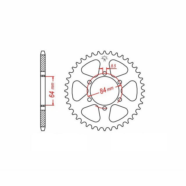 corona Acero, 44 Dientes, Paso 428