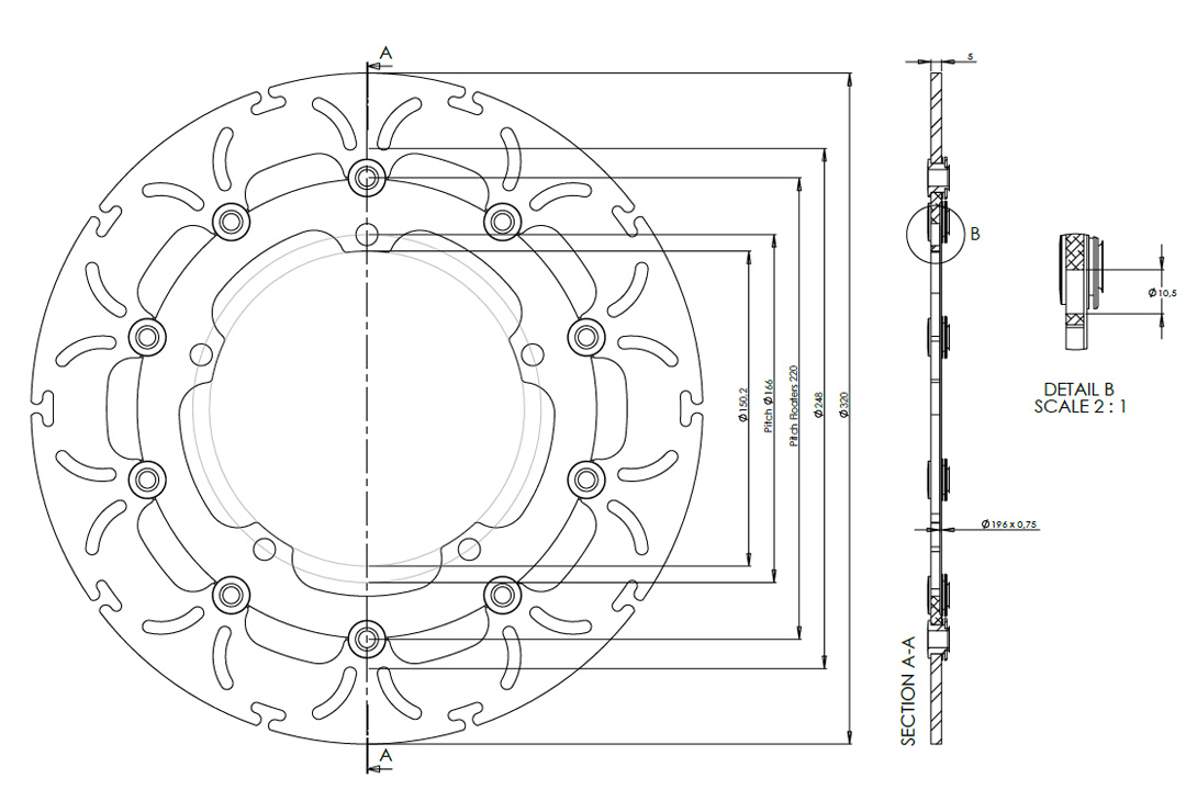 alpha Technik disco de freno Omega-Design ABD33, delantero para Triumph Speed 94, Speed Triple, Sprint GT 1050, Trophy 1215