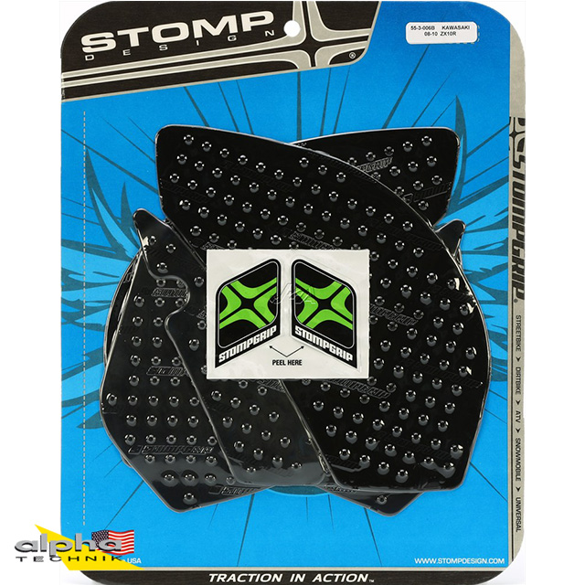 Stompgrip negro, Volcano, para Kawasaki ZX10R Ninja, 2008-2010