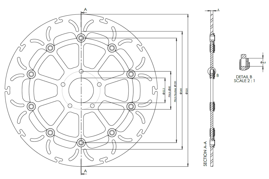 alpha Technik disco de freno Omega-Design ABD33, anterior, delanteroe para KTM 690 Duke / R