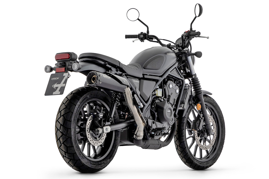 ARROW Escape REBEL Sip-On acero inoxidable negro con tapa de aluminio negra para Honda CL500 modelo año 2023-