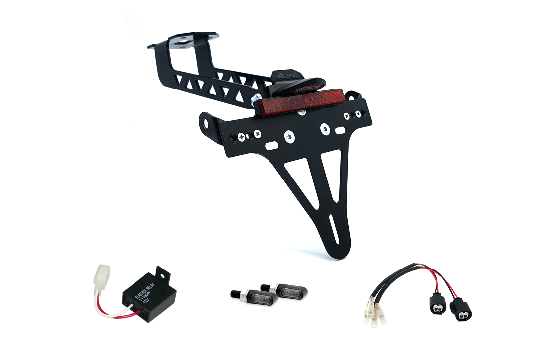 Kit de soporte de matrícula-luz de intermitente alpha Technik M-LED para Kawasaki Versys 1000 a partir del modelo del año 2019 (Trasero)