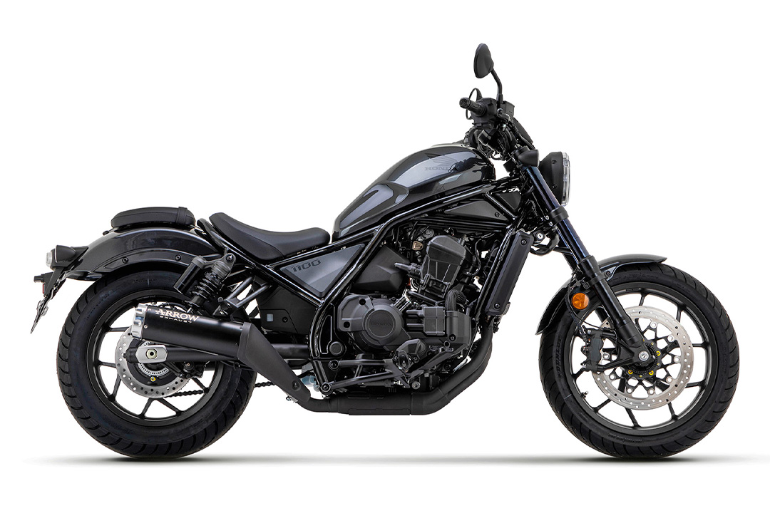 ARROW Escape REBEL DARK Sip-On con tapa final de aluminio para Honda CMX 1100 Rebel año del modelo 2021-