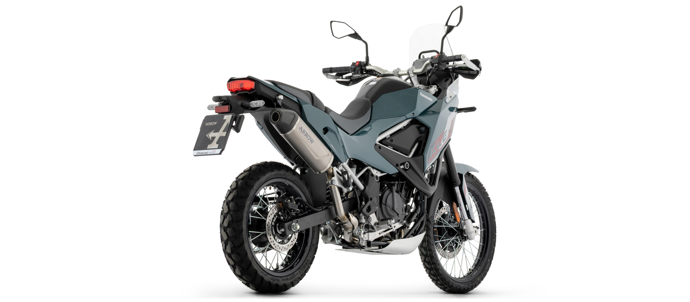 Escape ARROW INDY RACE EVO Titanio con tapa de carbono para Kawasaki KLE 500, 2026-, Titanio