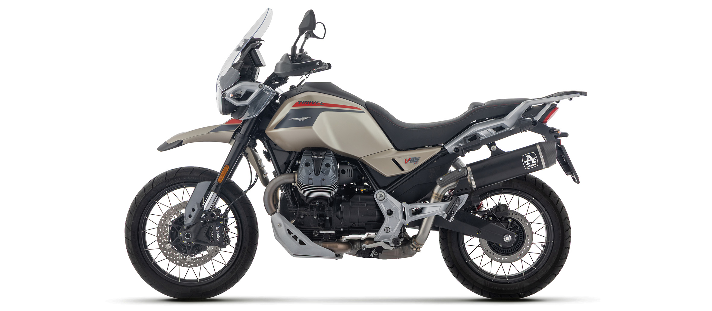 Escape ARROW DARK INDY RACE para Moto Guzzi V85 TT / Strada 2025-, Aluminio negro