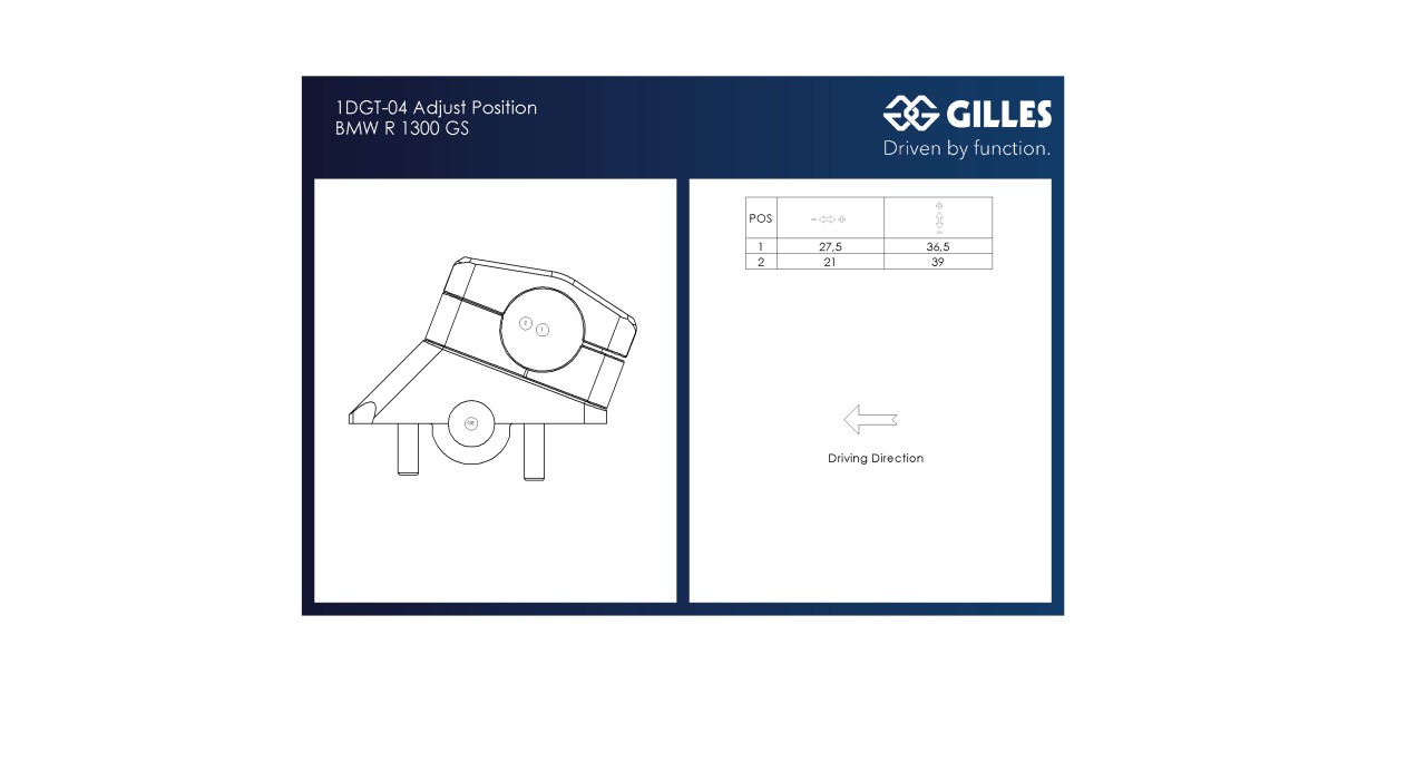GILLES 1D.GT alzas de manillar negras, para BMW R1300GS /Adventure 2023-