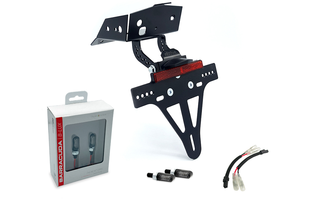 alpha Technik Kit Soporte de Matrícula-luz de intermitente M-LED (anterior, delanteroe + trasero) para KTM 690 SMC R a partir del año modelo 2019
