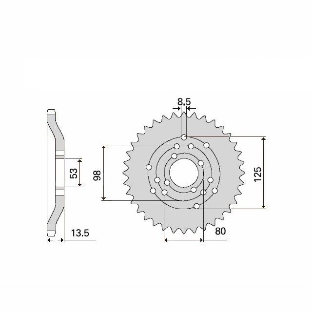 corona de Acero, 52 Dientes, Paso 420