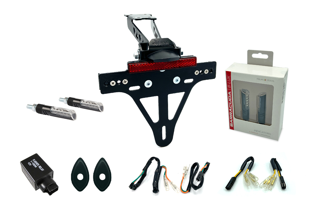 Kit de soporte de matrícula-luz de intermitente IDEA (anterior, delantero + trasero) para Honda CB500F Tipo PC58 y CBR500R PC57 a partir del año de modelo 2017