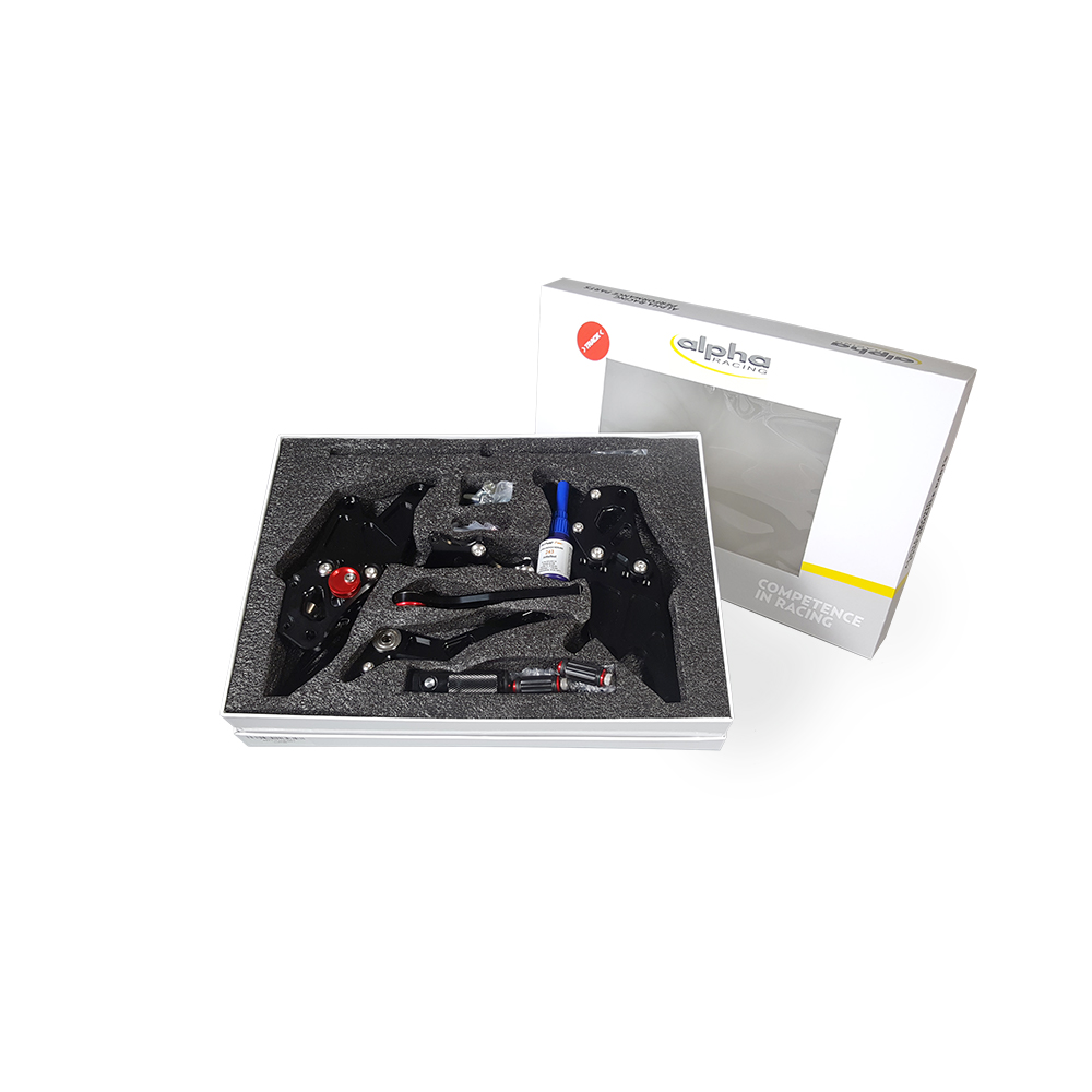 Sistema de reposapiés >TRACK< negro Suzuki GSX-R750 2011-2017 con ABE