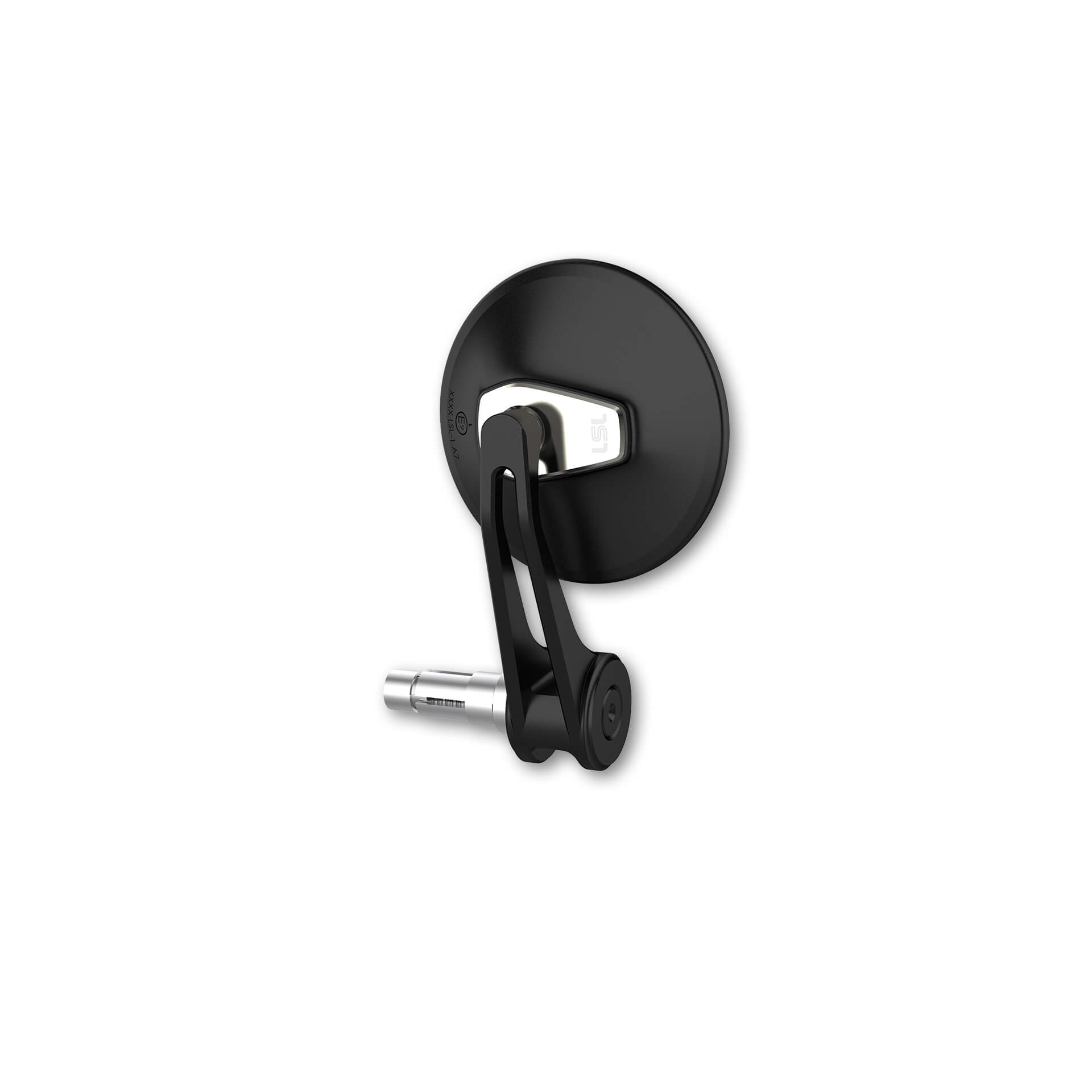 Espejo de extremo de manillar LSL ERGONIA, diámetro 95 mm, negro-plata, con homologación E, ECE, utilizable para izquierda y derecha,