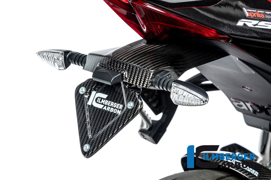 Soporte de matrícula Ilmberger de carbono brillante para Aprilia RSV4 / Tuono V4 2021-