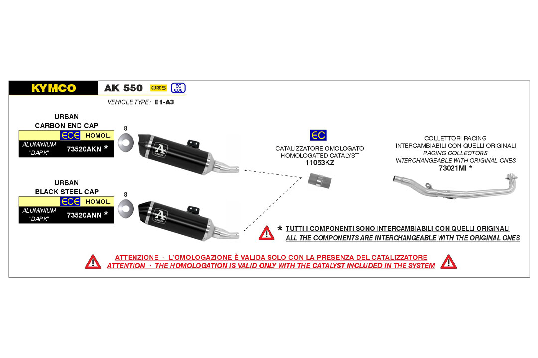 Escape ARROW DARK URBAN para Kymco AK 550 Año de Modelo 2021