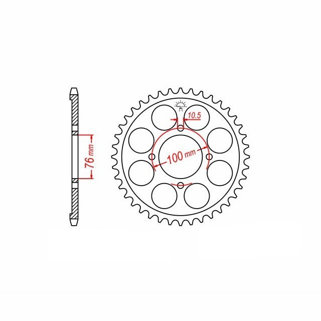 corona de acero, 47 dientes, paso 428