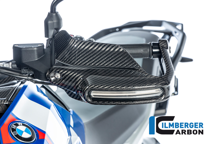 Protector de Mano de Carbono Ilmberger grande con alojamiento para luz de intermitente lado izquierdo, brillante, BMW R1300GS 2023-