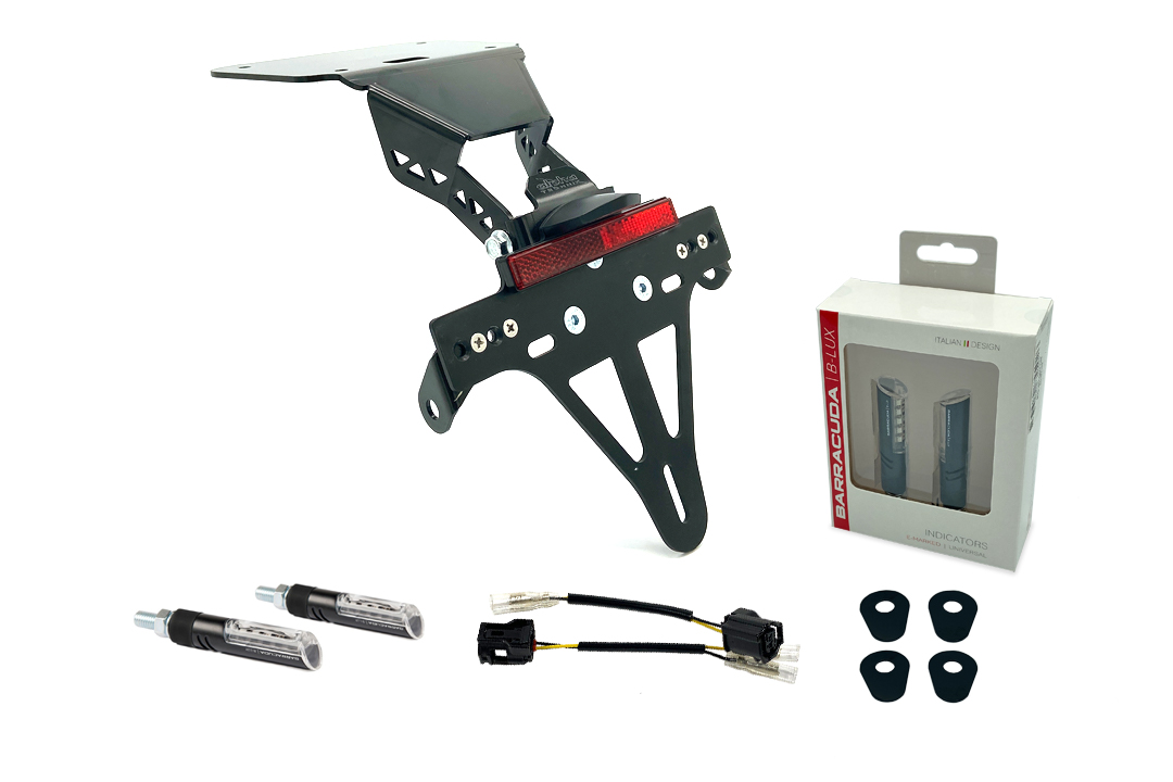 alpha Technik Kit de soporte de matrícula-luz de intermitente IDEA (anterior, delanteroe + trasero) para Yamaha YZF-R3 / MT03 Año del modelo 2020-