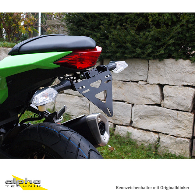 Soporte de matrícula alpha Technik para Kawasaki Ninja 300; Tipo EX300A; Año del modelo 2012-