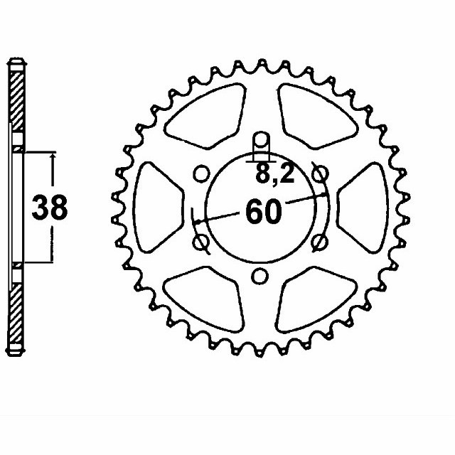 corona de acero, 44 dientes, paso 420