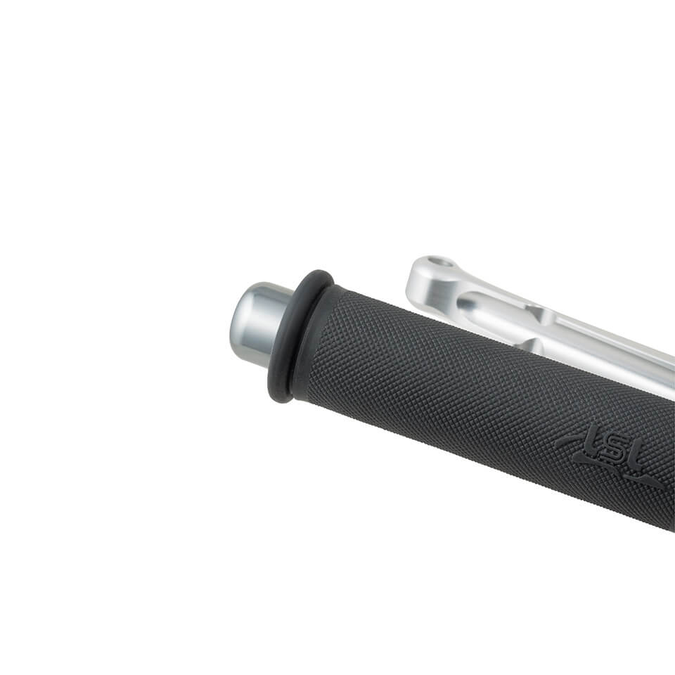 LSL Extremos de manillar de aluminio, cilíndricos, pequeños, para manillar de 22,2 mm, con sujeción de goma, color titanio