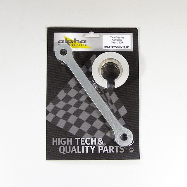 Kit de reducción de altura alpha Technik 33mm para Kawasaki Ninja 250R; Tipo EX250K; Año del modelo 2008-
