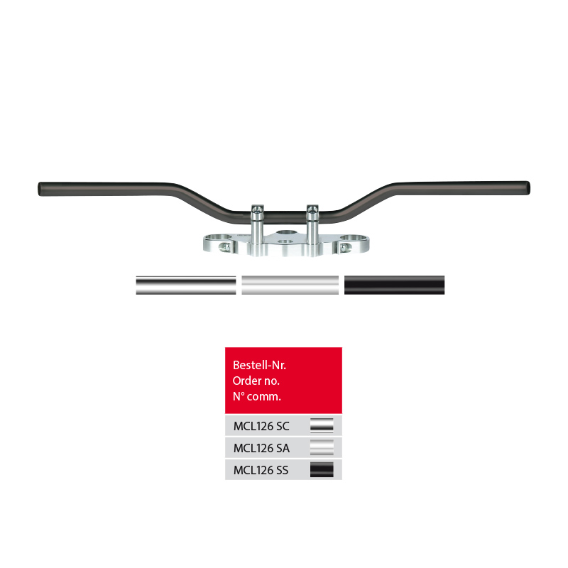 Manillar de acero TRW Superbike Comfort MCL126SA, aspecto de aluminio