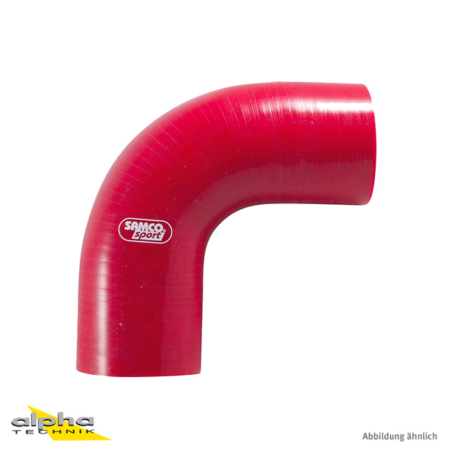 Manguera de silicona Samco curva estándar de 90 grados roja