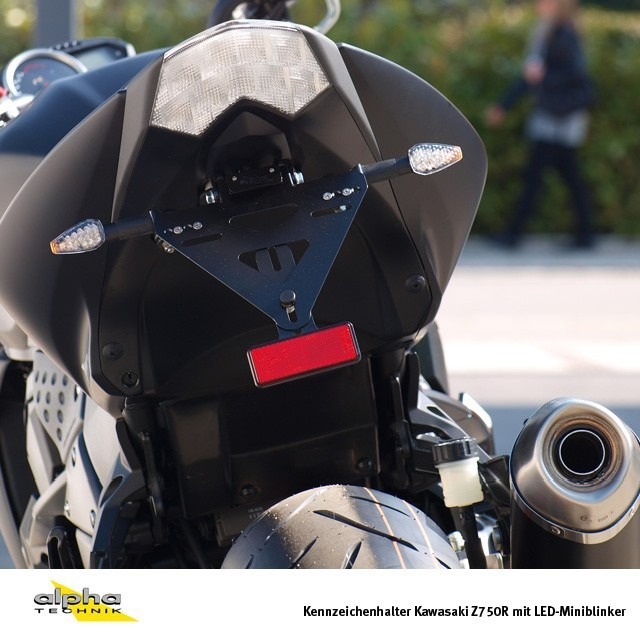 Soporte de matrícula alpha Technik para Kawasaki Z750,Z1000,ZR750L,ZRT0; Tipo ZR750L; Año del modelo 2007-