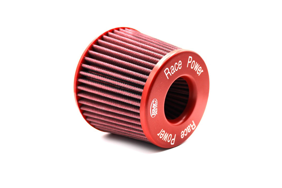 Filtro de aire deportivo universal BMC Cónico, 114 mm de diámetro, 130 mm de longitud, central, Tapa metálica