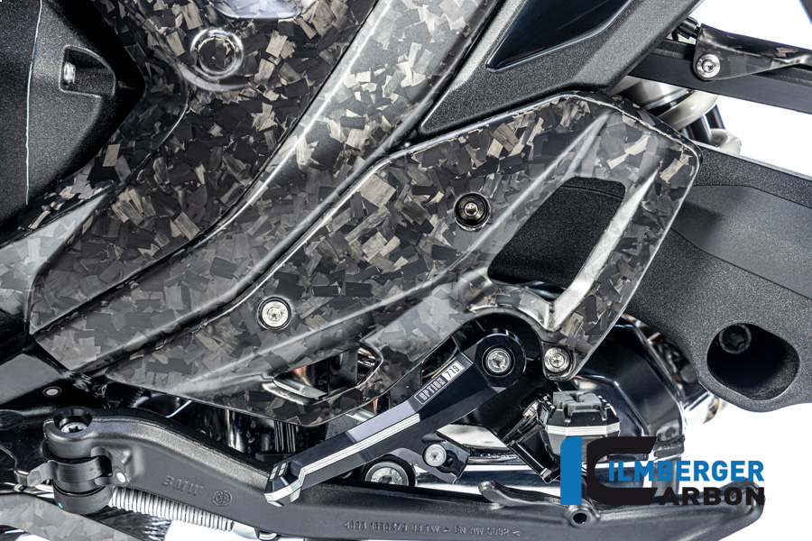 Protector de talón de carbono Ilmberger lado izquierdo, Black Diamond Carbon, mate, BMW R1300GS 2023-
