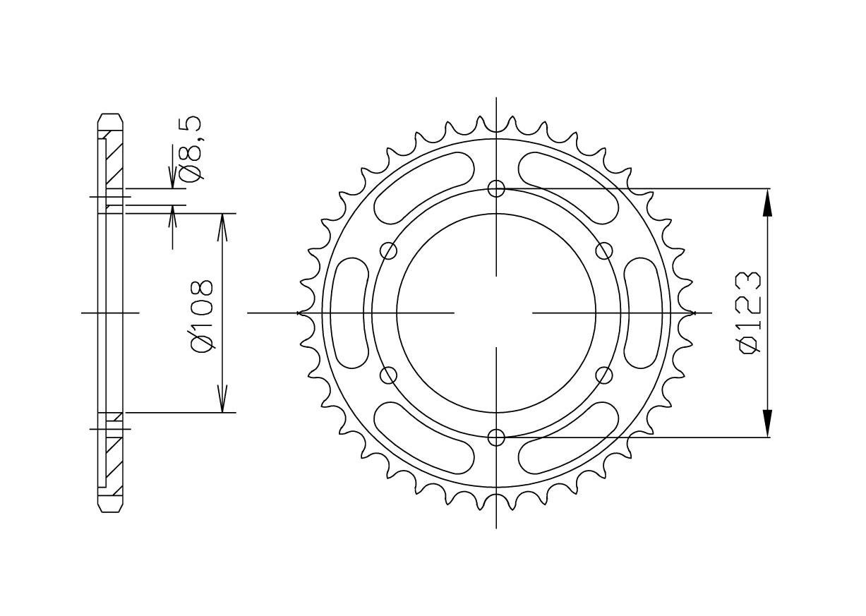 corona de Acero, 58 Dientes, Paso 428