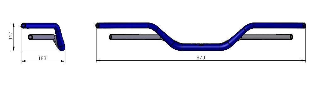 LSL X-Bar Alu-manillar Flat Track X14, 1 1/8 pulgadas, plateado granallado con perlas