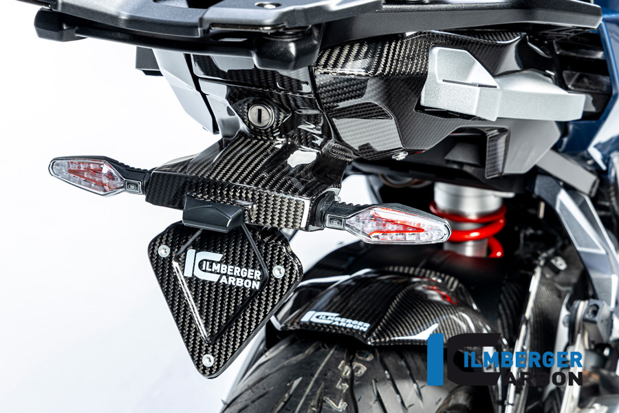 Soporte de matrícula de carbono Ilmberger (versión corta), brillante, BMW S1000XR 2020-