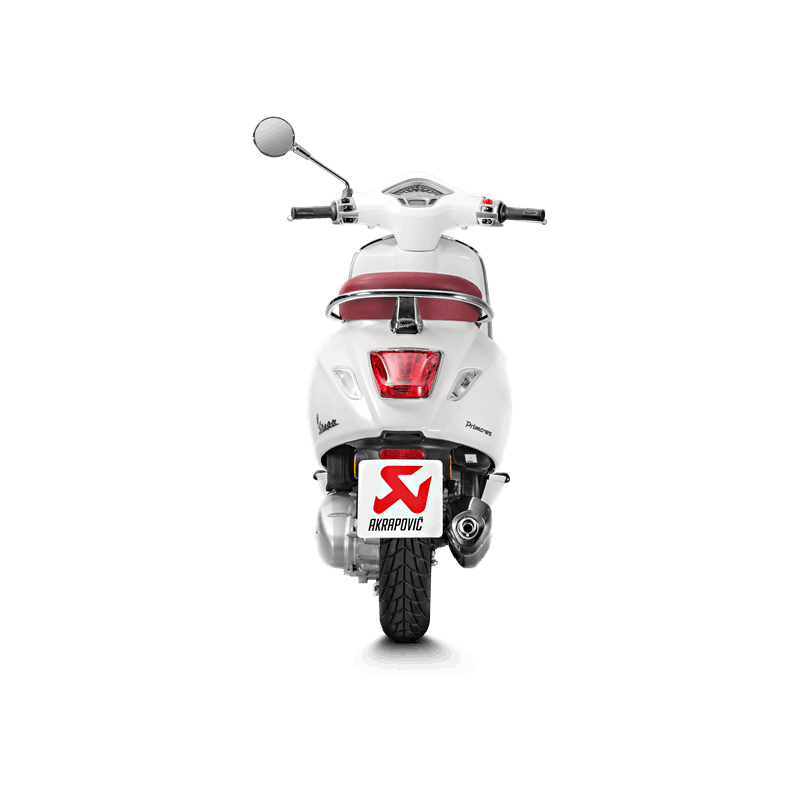 Línea Racing Akrapovic (SS) sistema de escape para Vespa Primavera 125ie 3V año del modelo 2017-2020