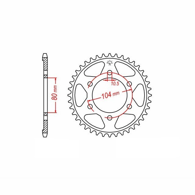 corona de acero, 40 dientes, paso 525, negro