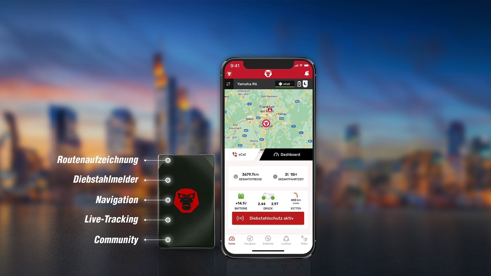 Ridelink Wingman Rastreador GPS y Detector de Robos