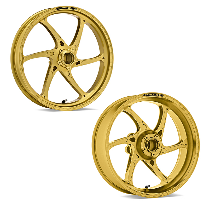 Conjunto de llantas de aluminio OZ Gass RS-A en oro mate para Ducati Monster 1200(R/S), 2014-2021, Multistrada 1200/1260, 2010-2020, Streetfighter 1098, 2009-2013, 1098(S) / 1198(S), 2007-2013
