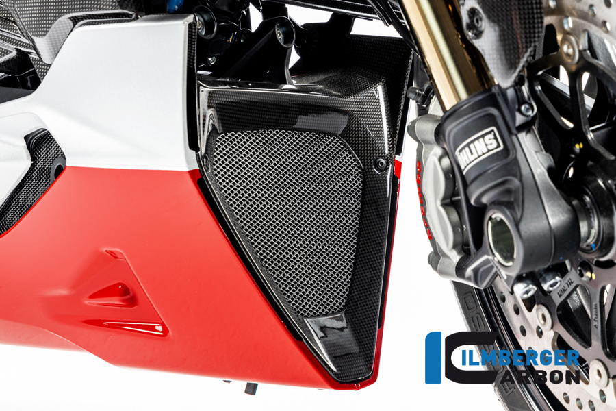 Parte central del spoiler de motor de carbono Ilmberger / entrada de radiador de aceite, brillante, Ducati Diavel 1260, 2019-