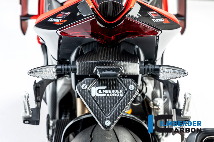 Soporte de matrícula Ilmberger de carbono mate para Aprilia RSV4 / Tuono V4 2021-